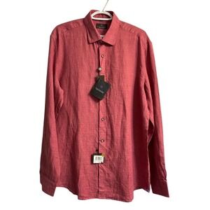 NWT Louis Philippe LUXURE Linen Slim Fit‎ Button Down Shirt Men's Size 42